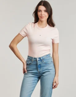 Calvin Klein Jeans - WOVEN LABEL RIB FITTED TEE