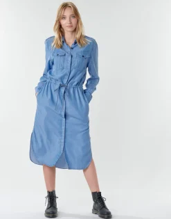G-Star Raw - Rovic maxi shirt dress ls