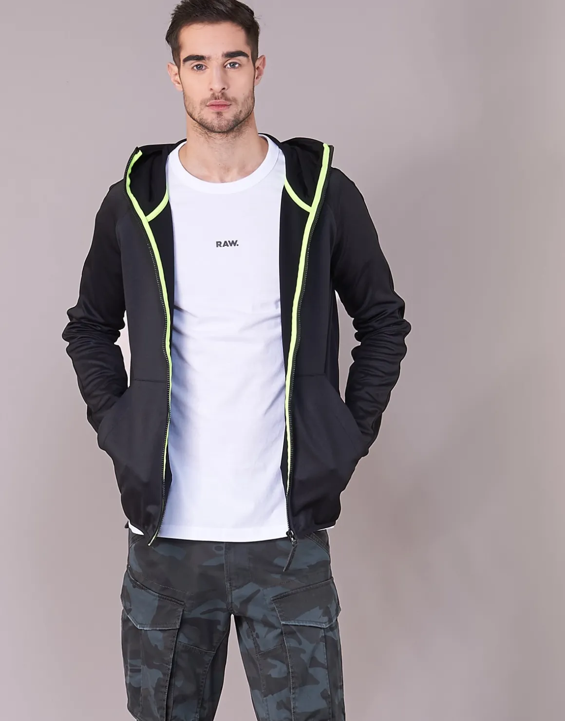 G-Star Raw - STRETT SLIM HOODED ZIP THRU SW L/S