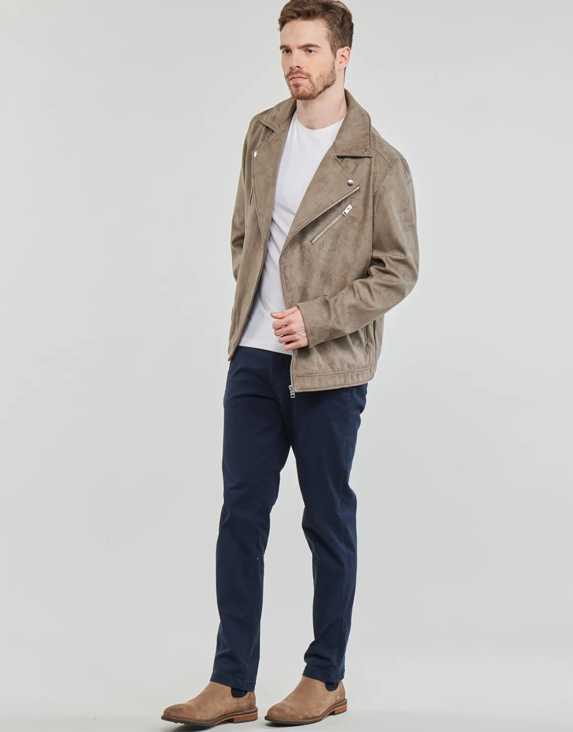 Jack & Jones - JJROCKY FAUX SUEDE BIKER JACKET