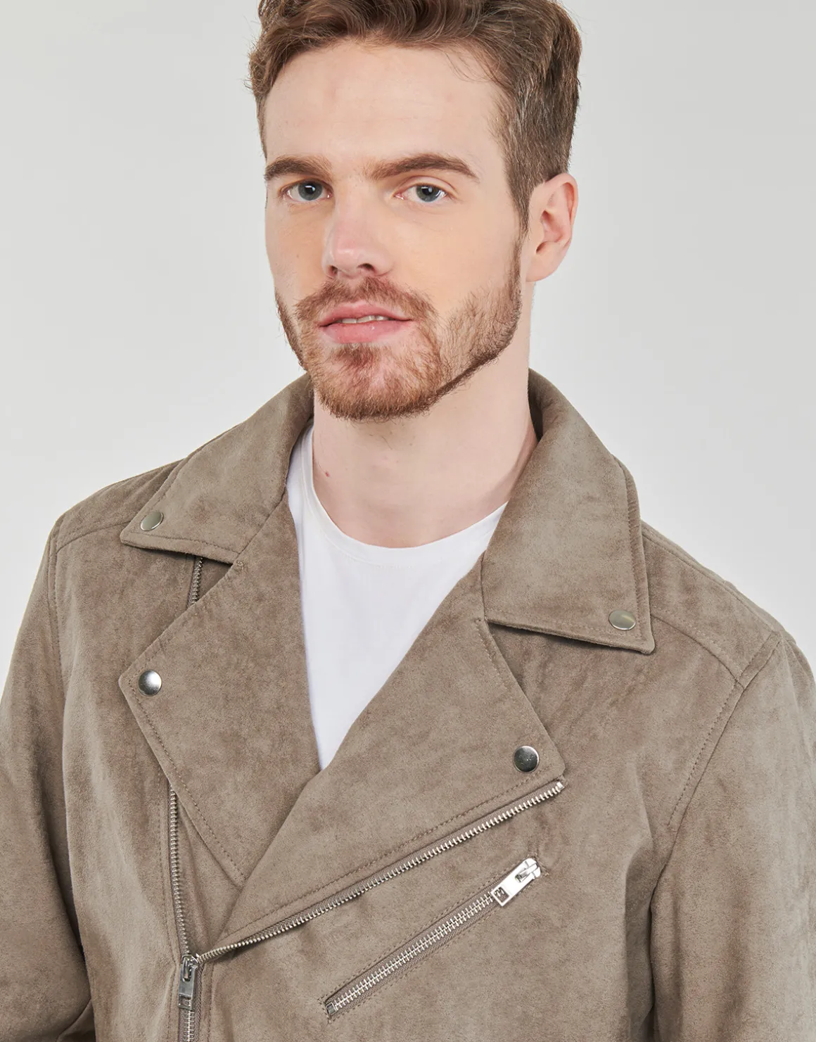 Jack & Jones - JJROCKY FAUX SUEDE BIKER JACKET
