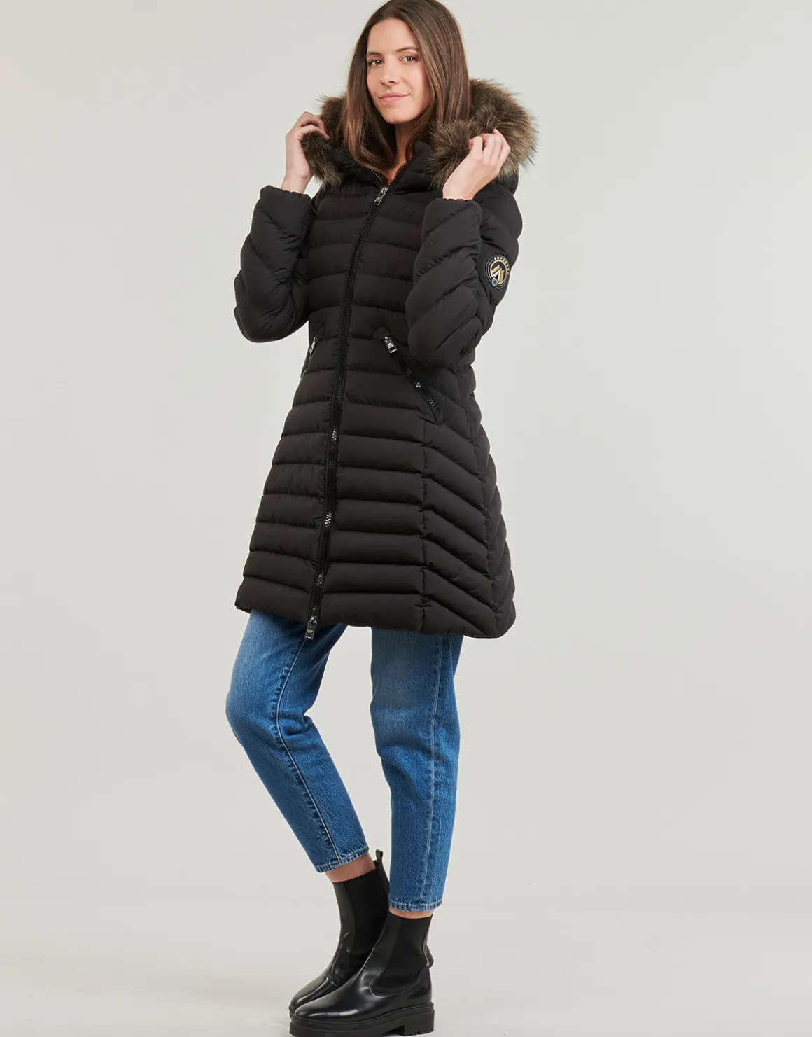 Superdry - FUJI HOODED MID FAUSSE FOURRURE