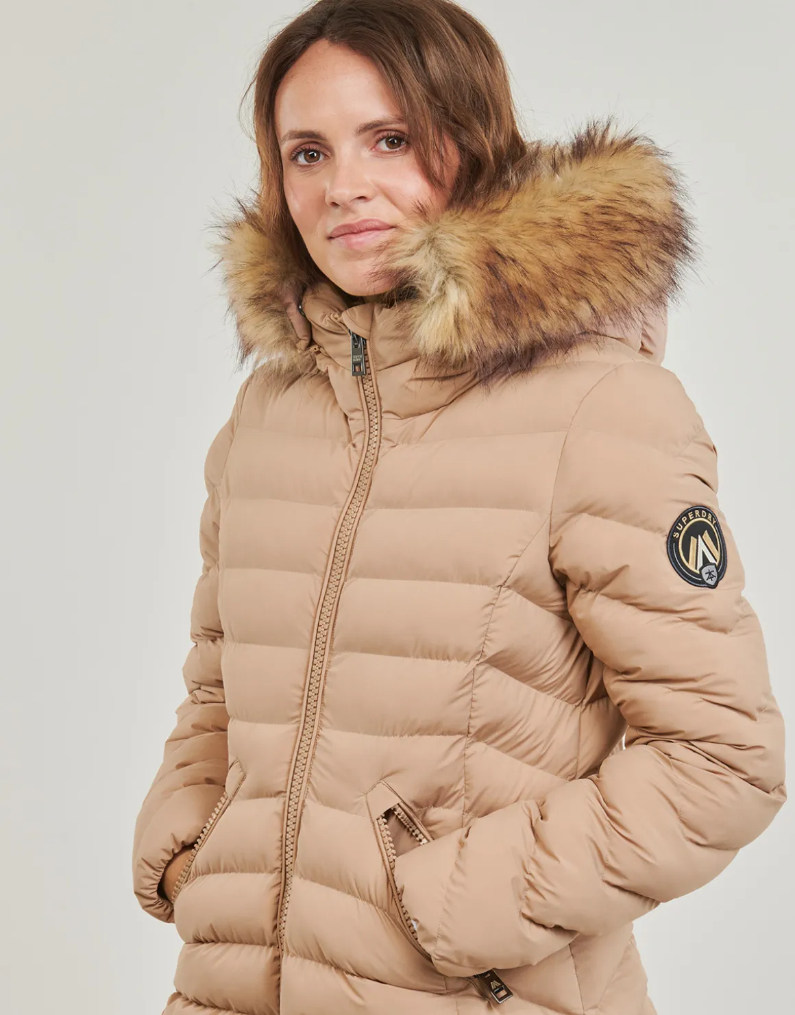 Superdry - FUJI HOODED MID FAUSSE FOURRURE